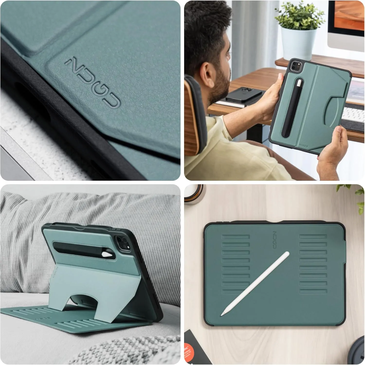 ZUGU Case iPad Pro 11 Inch Case, 1st/2nd/3rd/4th Generation Stand 2018/2020/2021/2022, Slim Protective Cover w/Wireless Apple Pencil Charging, Convenient Magnetic Stand & Sleep/Wake Cover, Pine